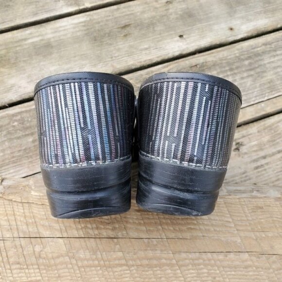 Dansko Professional Multi Twine Rainbow Blue Purple Silver Leather Nursing Clogs - Picture 7 of 9